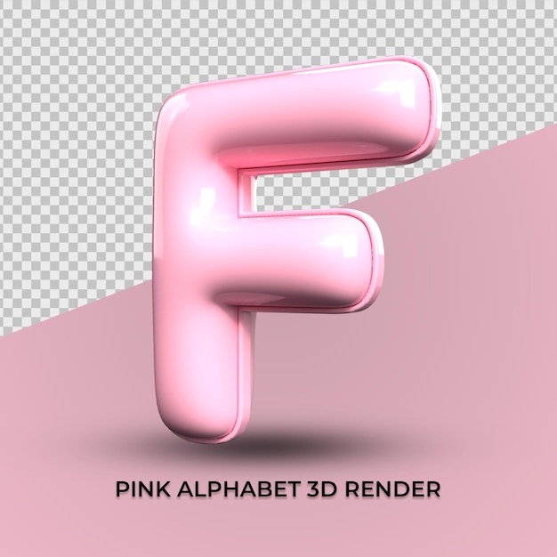 3D render F alfabeto rosa plástico lindo