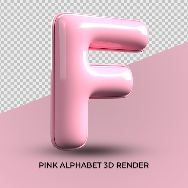 PSD 3d render f alfabeto rosa plástico lindo