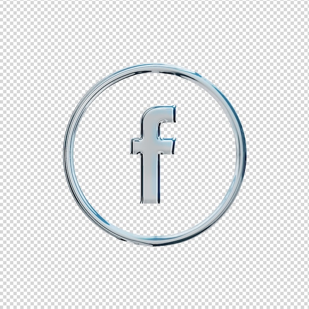 PSD 3d-render-facebook-symbol chrom glänzend