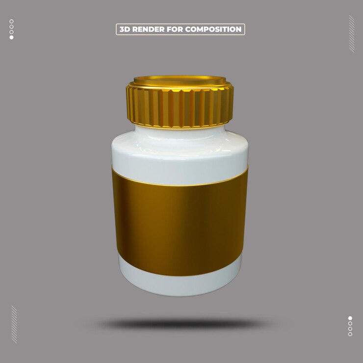 PSD 3d render farmacia pill pot social media