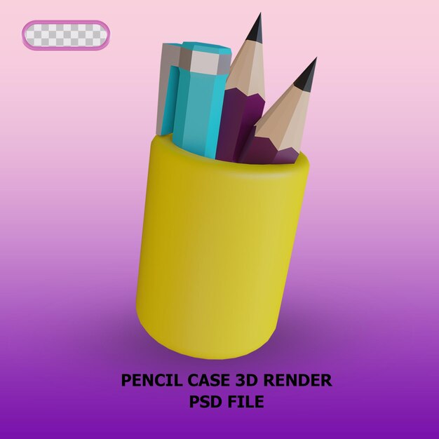 3D-Render-Federmäppchen-Symbol