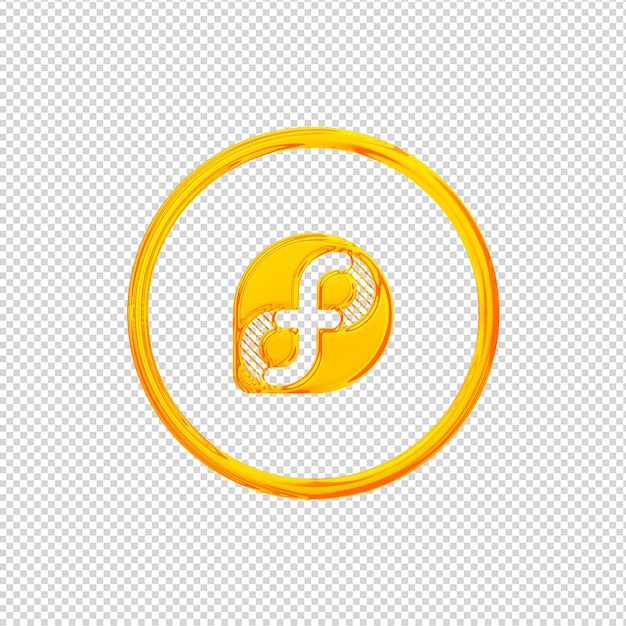 3D Render Fedora icono oro brillante