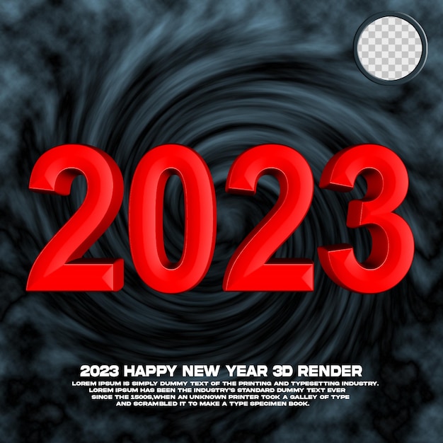 PSD 3d render feliz año nuevo de 2023 psd