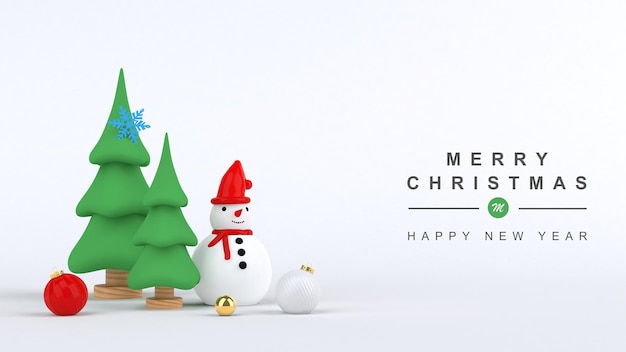 PSD 3d render feliz natal e feliz ano novo