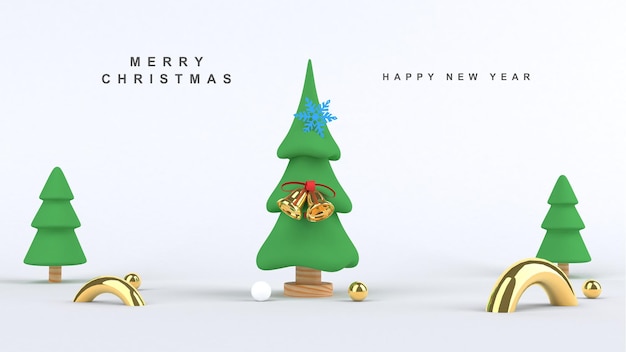 3d render feliz natal e feliz ano novo