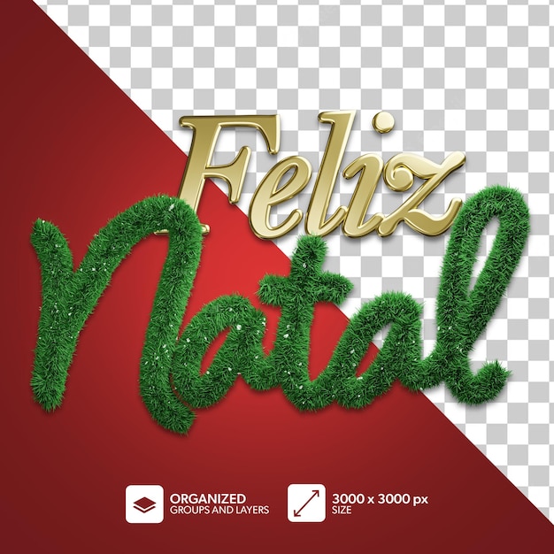 PSD 3d render feliz navidad en portugués para marketing en brasil