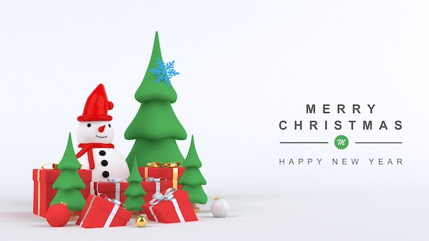 3d render feliz navidad y próspero año nuevo