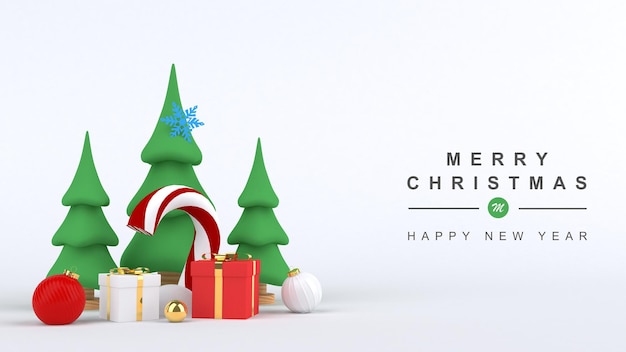 3d render feliz navidad y próspero año nuevo