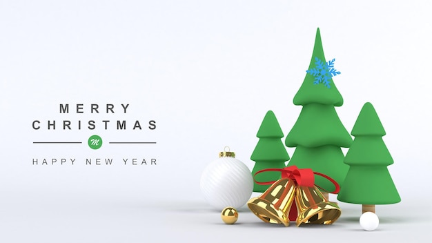 3d render feliz navidad y próspero año nuevo