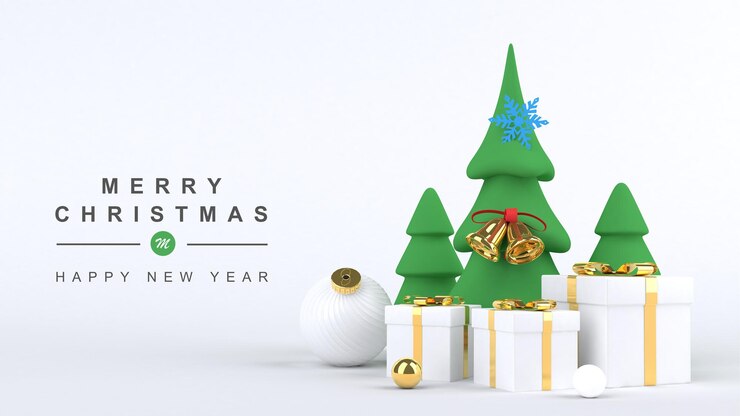 PSD 3d render feliz navidad y próspero año nuevo