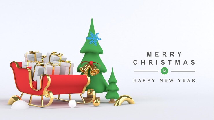 PSD 3d render feliz navidad y próspero año nuevo