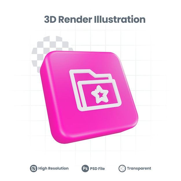 PSD 3d render file star icono favorito para web mobile app social media promotion
