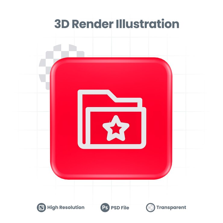 PSD 3d render file star icono favorito para web mobile app social media promotion