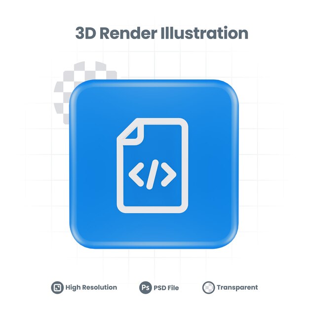 3D Render file xml Icon For Web Mobile App Social Media Promotion