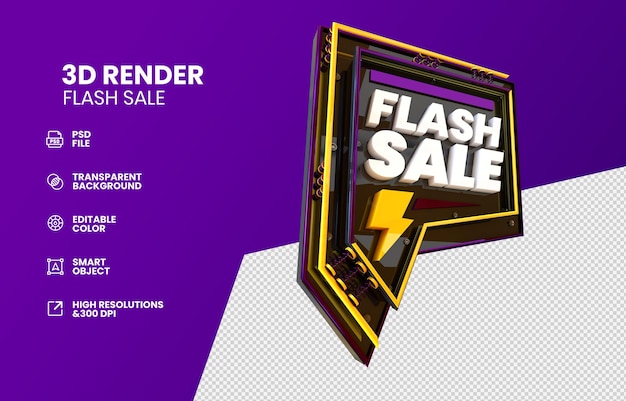 PSD 3d render flah sale design de renderização