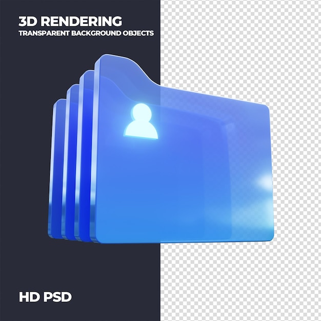 3d Render folder Documento de fondo transparente