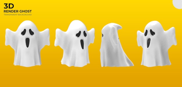 PSD 3d render fondo transparente fantasma de halloween