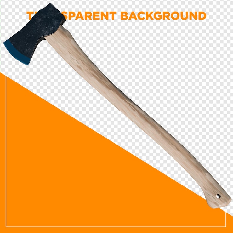 PSD 3d render forest axe tool with transparent background
