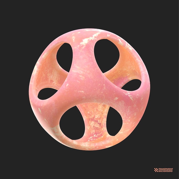 3D Render Forma geométrica abstracta de melocotón
