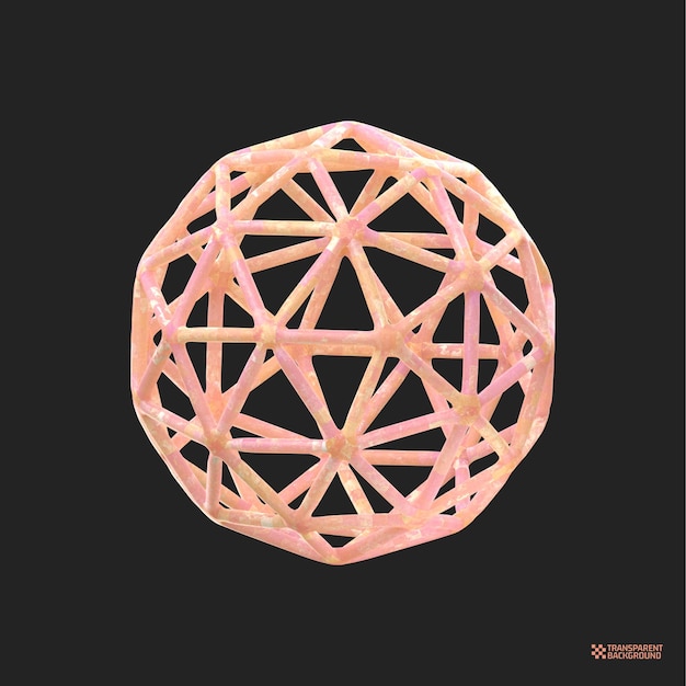 3D Render Forma geométrica abstracta de melocotón