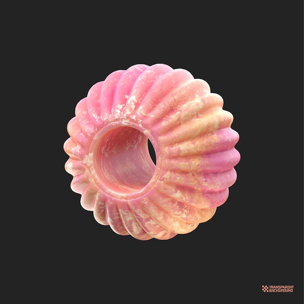 3D Render Forma geométrica abstracta de melocotón