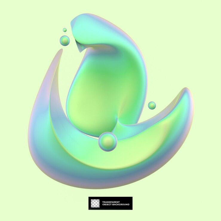 PSD 3d render forma holográfica abstracta