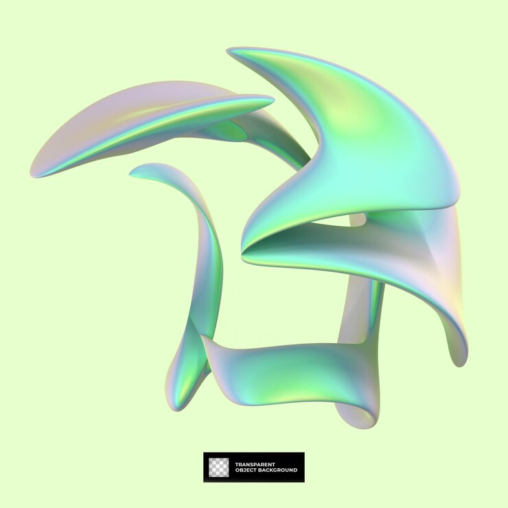 3d render forma holográfica abstracta