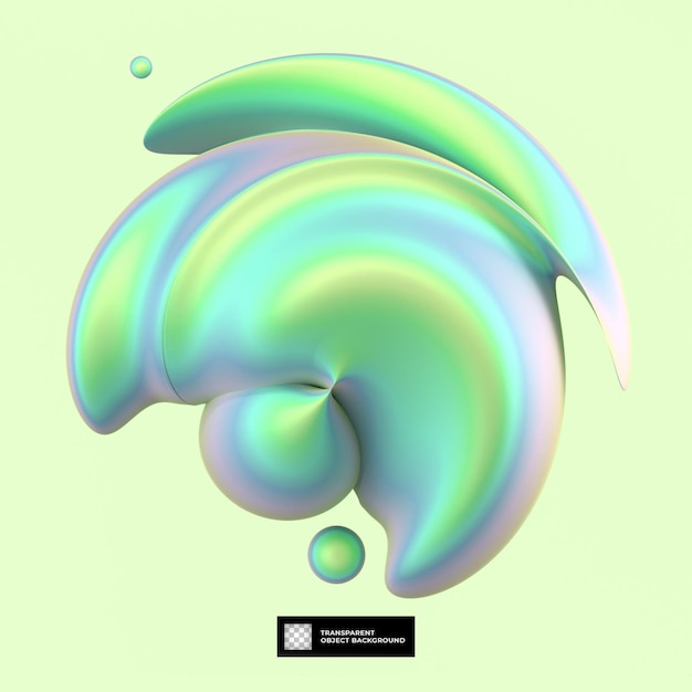 3d render forma holográfica abstracta