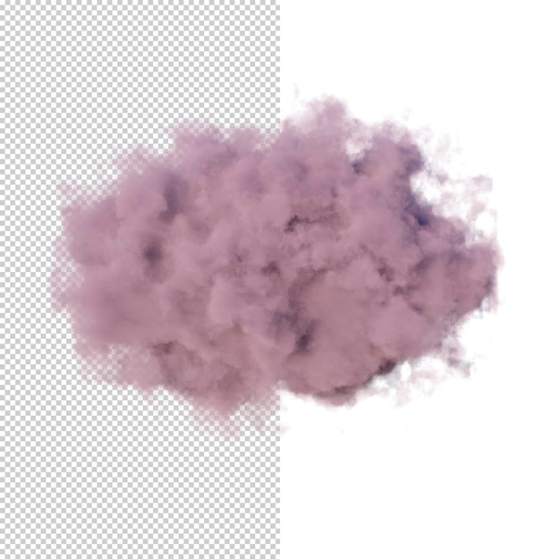 PSD 3d render formas de imágenes prediseñadas de nube rosa abstracta aisladas sobre fondo blanco