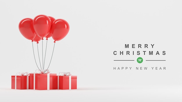 3d-render frohe weihnachten ballon frohes neues jahr