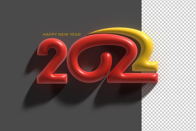 3d render frohes neues jahr 2022 transparente psd-datei