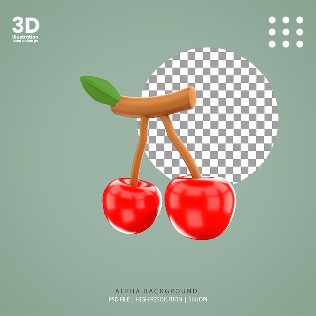 3d render fruta cereza ilustración