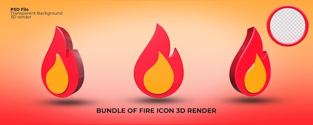 3d render fuego icono png transparente rojo naranja