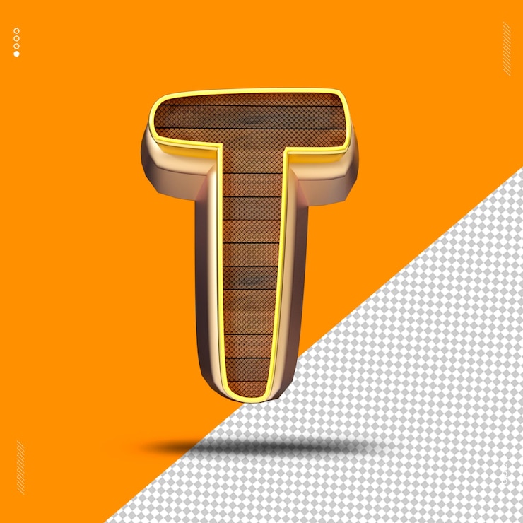 PSD 3d render fuente madera oro claro amarillo
