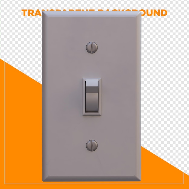 3D-Render für ein einzelnes Schalterlicht mit durchsichtigem Hintergrund