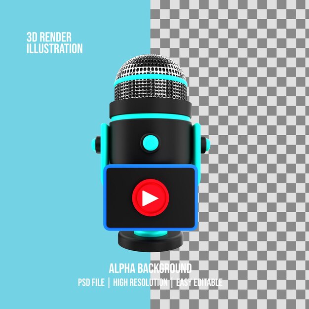 PSD 3d-render für streaming-podcast-illustrationen