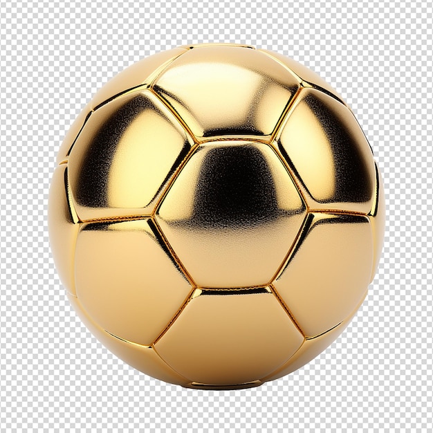 PSD 3d render de fútbol dorado aislado en fondo transparente png