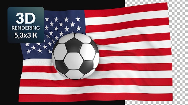 3D render futebol de bandeira mundial