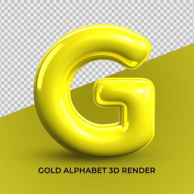 3d render g alfabeto plástico amarillo