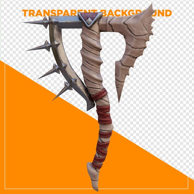 3d render gaming axe with background transparent