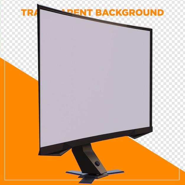 3d render gaming monitor with transparent background