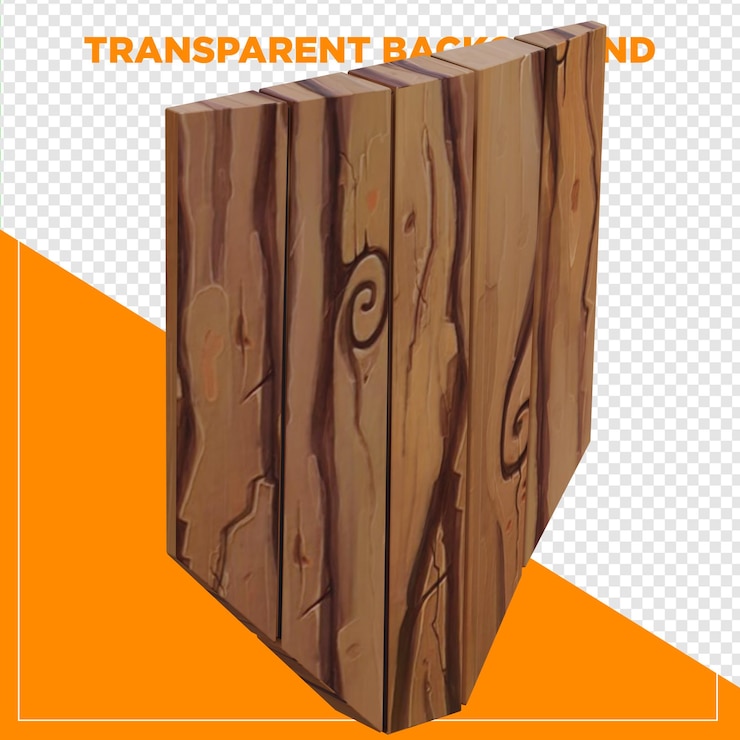 PSD 3d render gaming wooden shield with transparent background