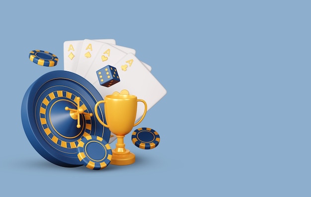 3d Render ganador de juegos de azar en línea ganador del casino trofeo del casino fondo del casino