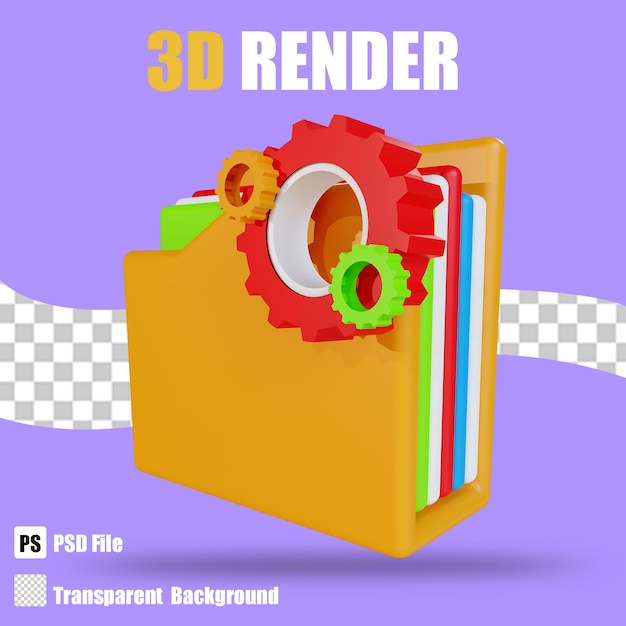 3d-render-geschäftsordner mit transparentem hintergrund