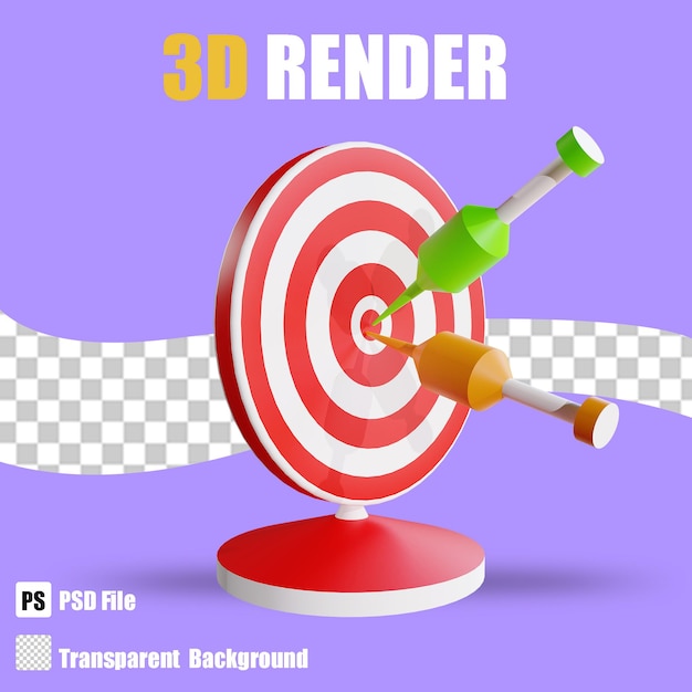 3D-Render-Geschäftssymbol Ziel 2 mit transparentem Hintergrund