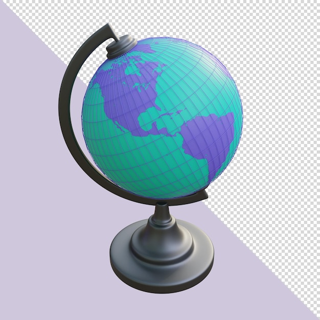 PSD 3d render globo morado america