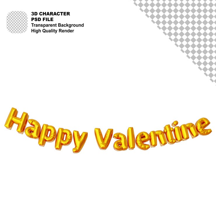 3d render globo de oro feliz san valentín