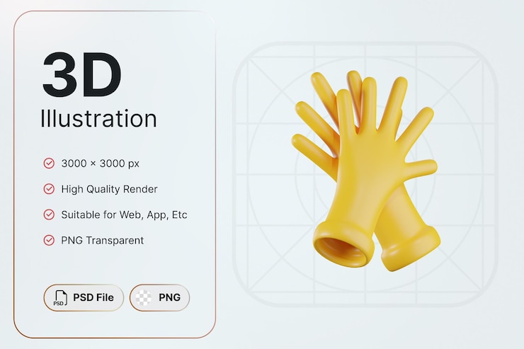 PSD 3d render gloves agriculture concept modern icon illustrations design