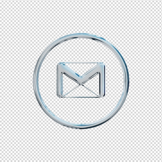 3d-render-gmail-symbol chrom glänzend