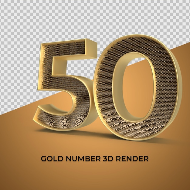 3D Render Gold Nummer 50 Luxus-Jubiläumsalter